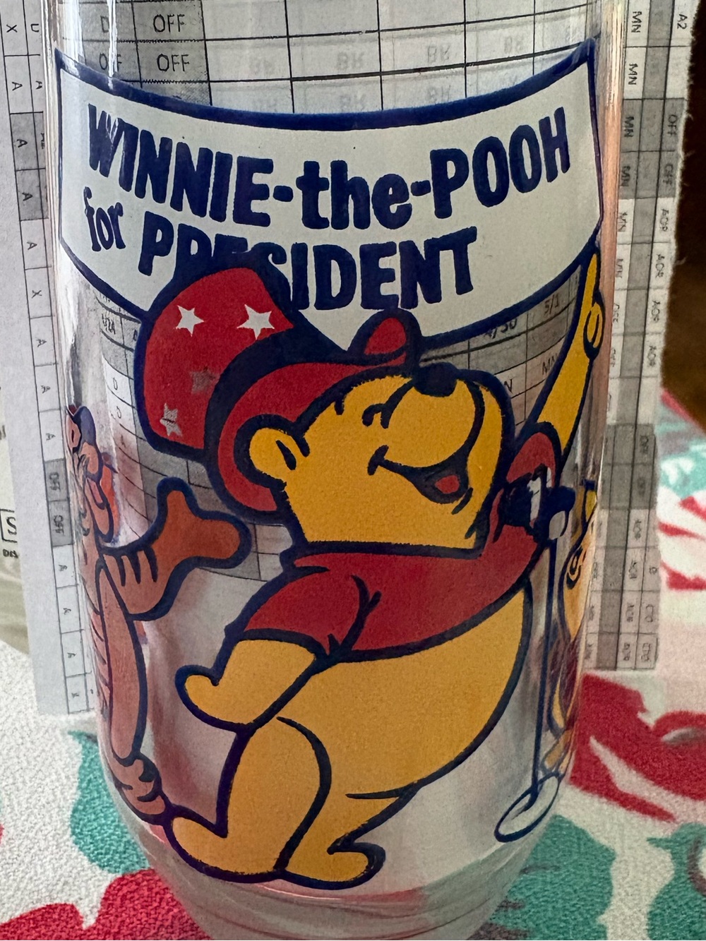 Sears Winnie-the-Pooh Glasses with Yellow & Red Character Print - Picture 2 of 3